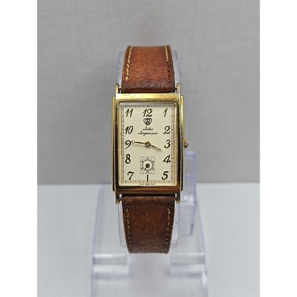 Jules Jurgensen Tank Quartz Small Second Goldtone Vintage Watch Mens New Battery - Picture 1 of 13
